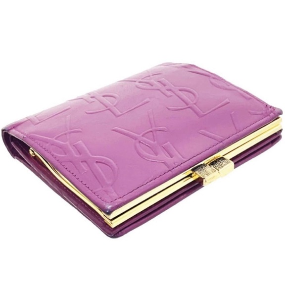 Yves Saint Laurent Purple Embossed Wallet - Picture 5 of 12